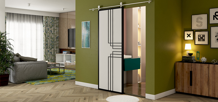 sliding bathroom door installation in Midway